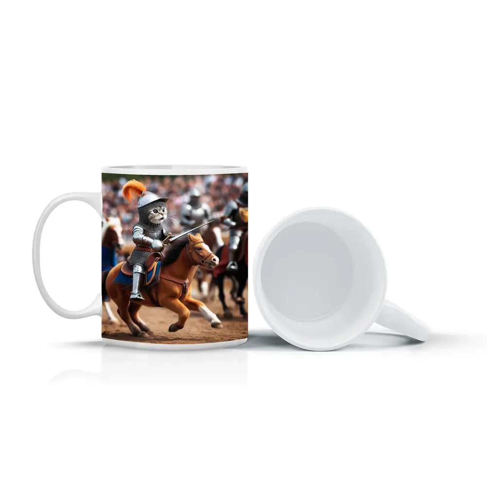 Cat Knight Riding Horse Medieval Tournament – Mugs