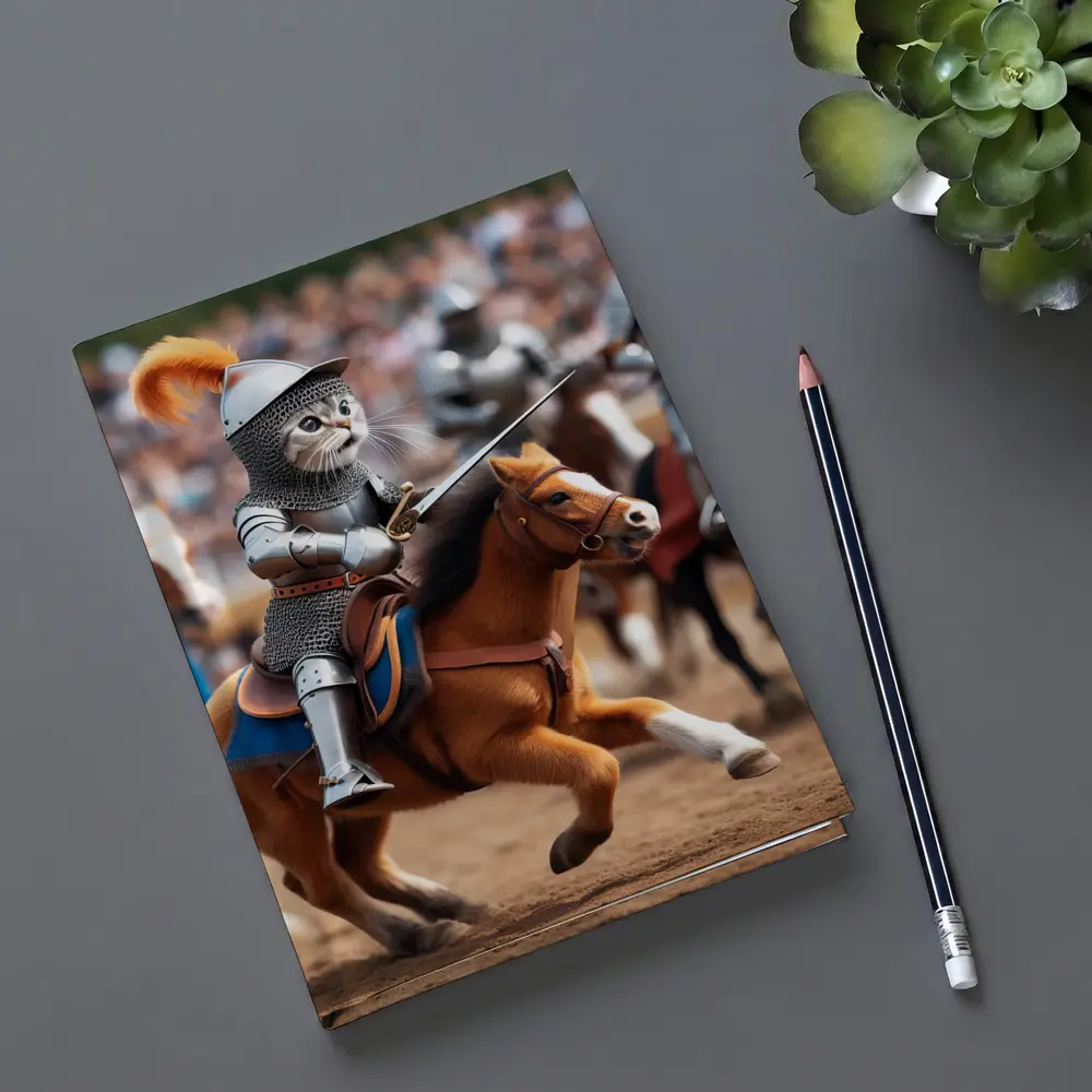 Cat Knight Riding Horse Medieval Tournament – Notebooks