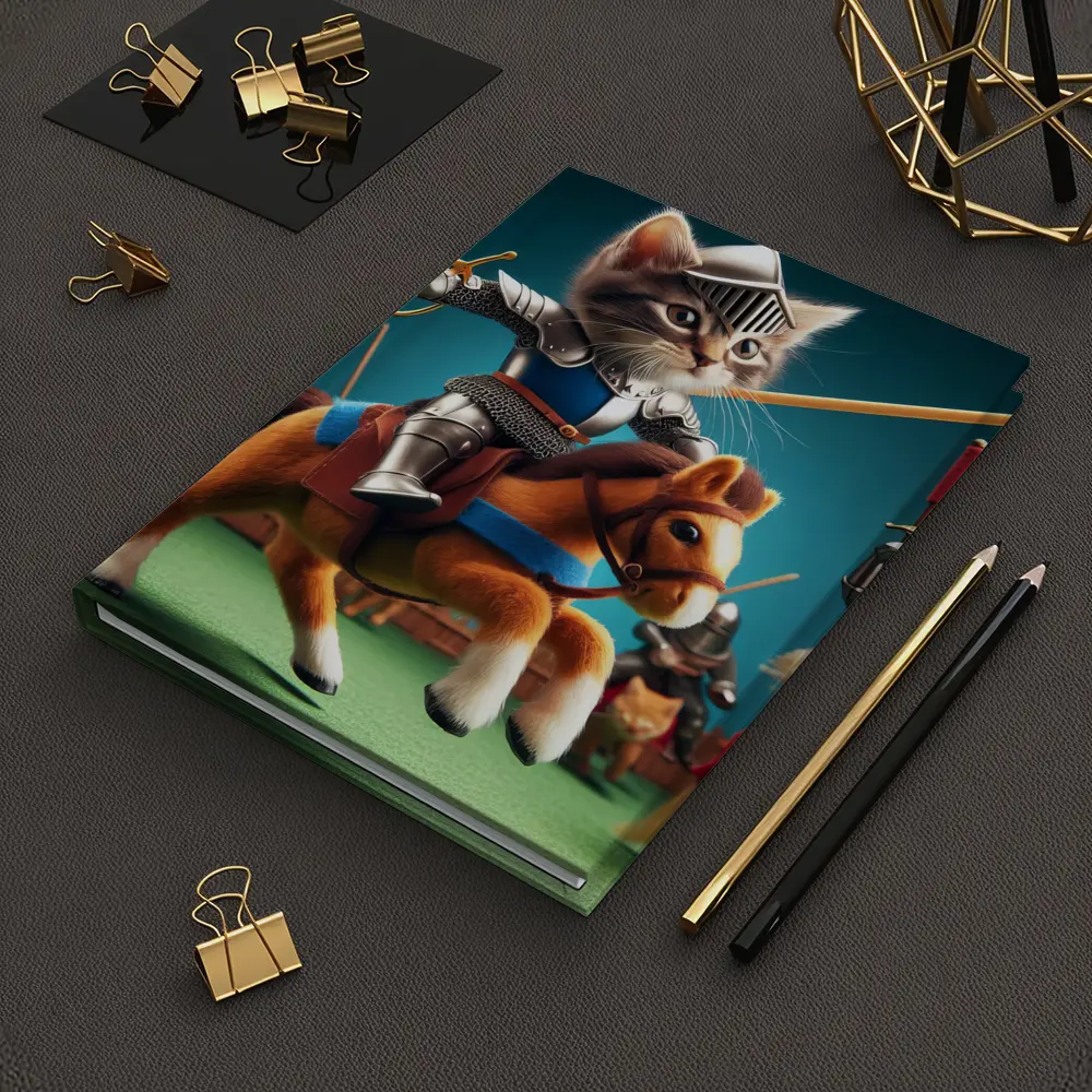 Kitten Knight Jousting on Toy Horse – Notebooks