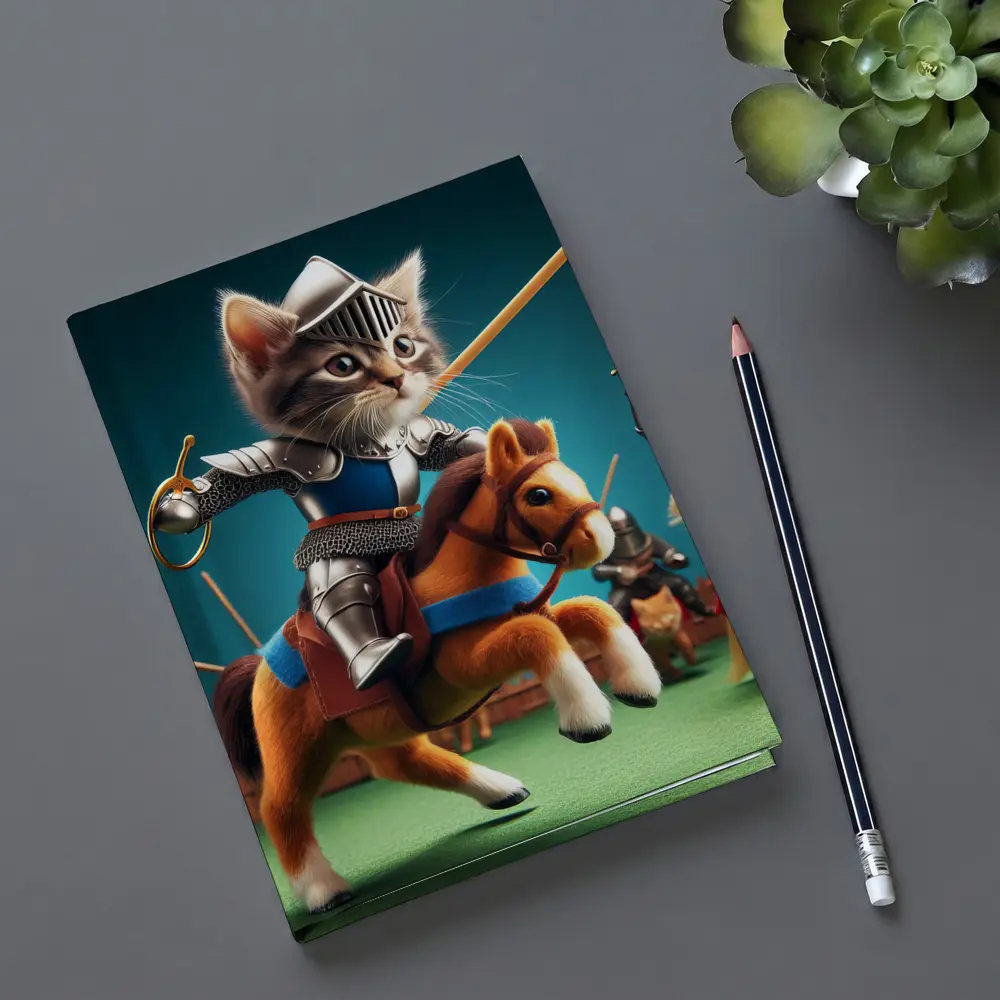 Kitten Knight Jousting on Toy Horse – Notebooks