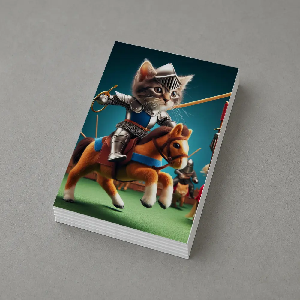 Kitten Knight Jousting on Toy Horse – Postcards