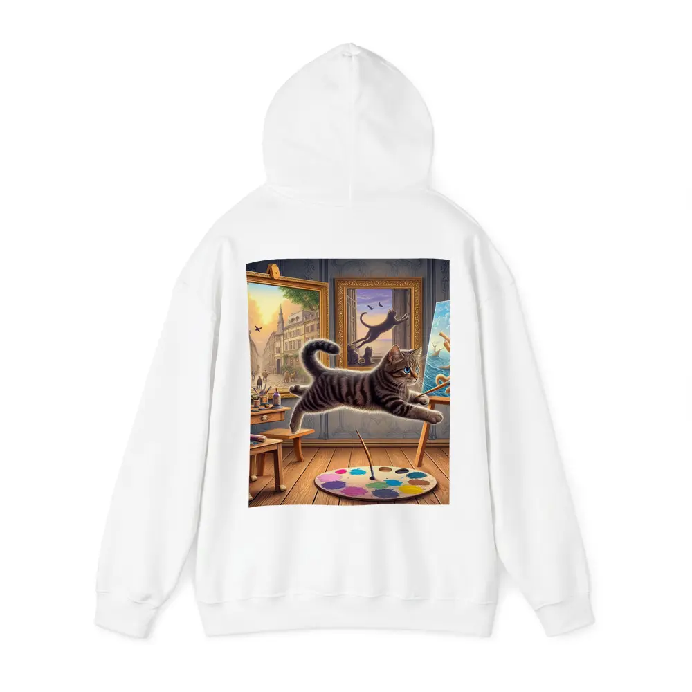 Playful Tabby Cat Artist Studio Painting – Hoodies