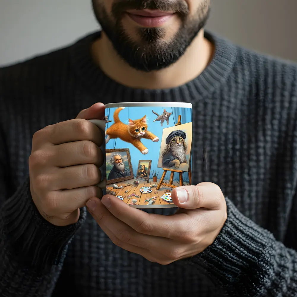 Cats Artist Studio Funny Feline Art Scene – Mugs