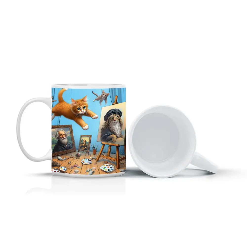 Cats Artist Studio Funny Feline Art Scene – Mugs