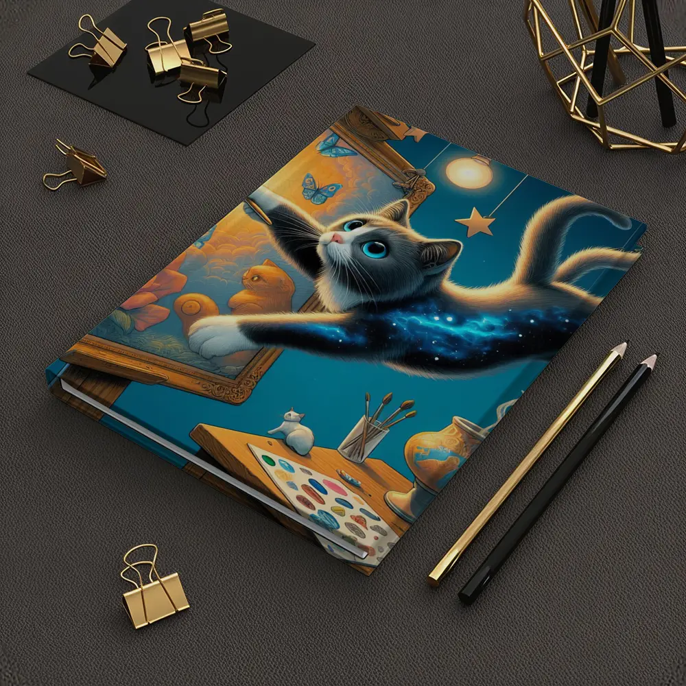 Galaxy Cat Painting at Night Studio – Notebooks