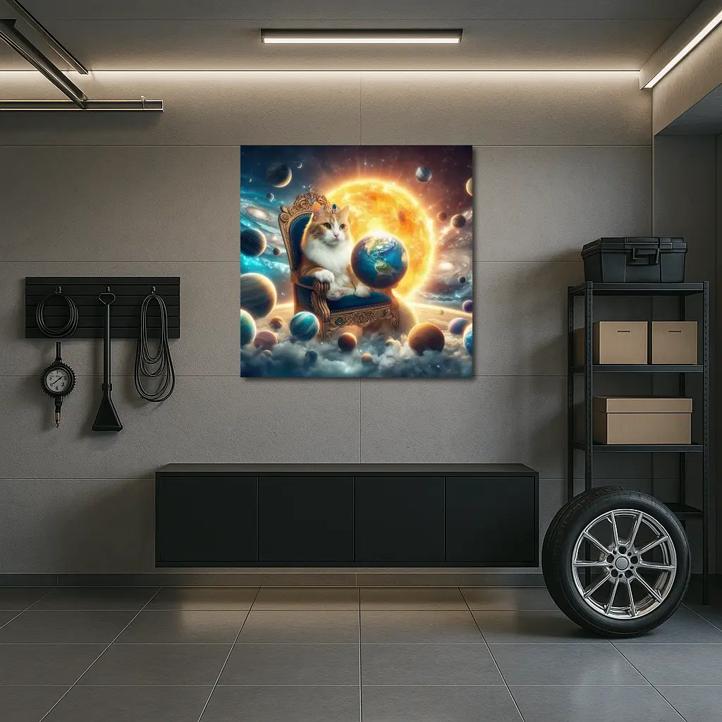 Royal Cat on Throne Space Galaxy – Wall Art