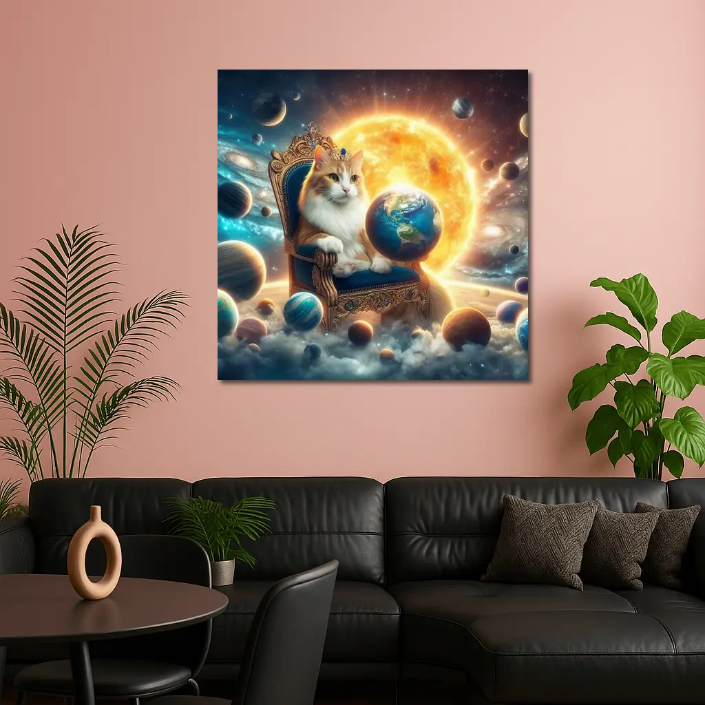 Royal Cat on Throne Space Galaxy – Wall Art
