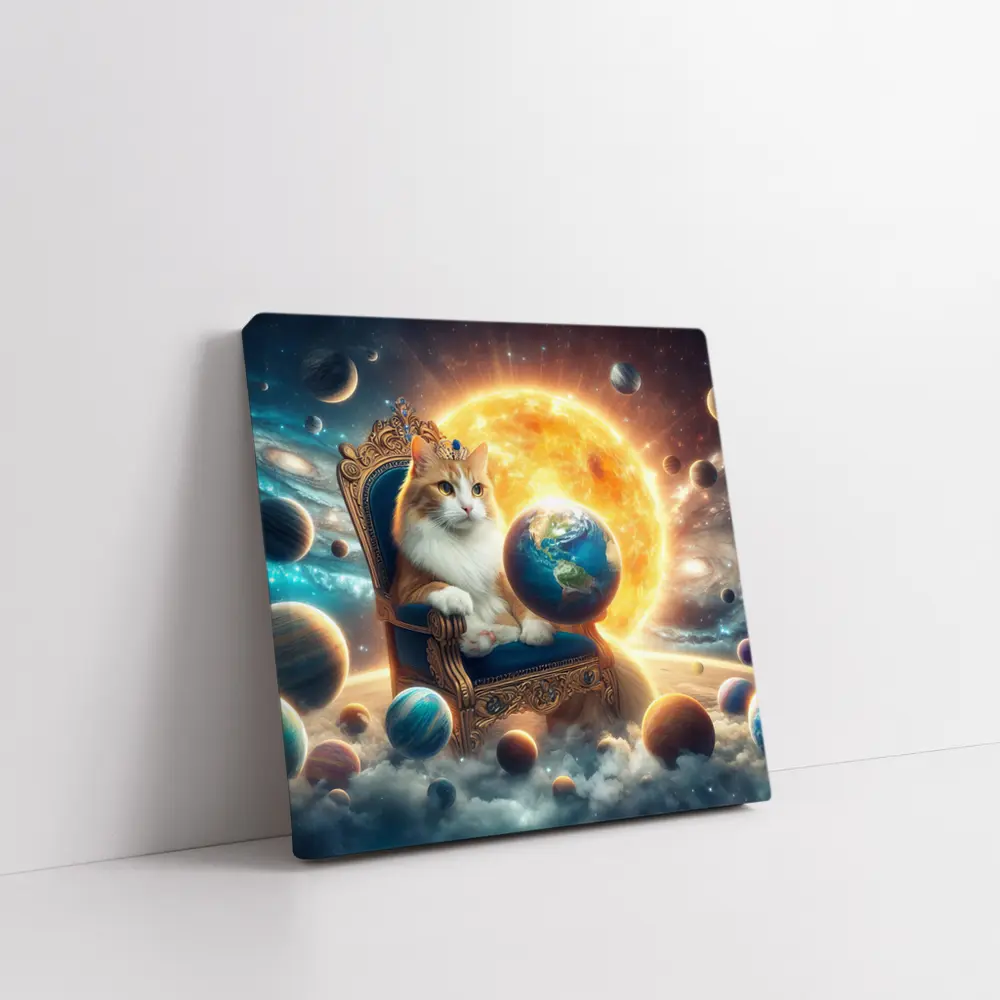 Royal Cat on Throne Space Galaxy – Wall Art
