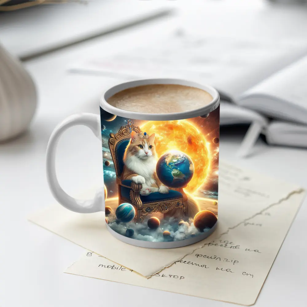 Royal Cat on Throne Space Galaxy – Mugs