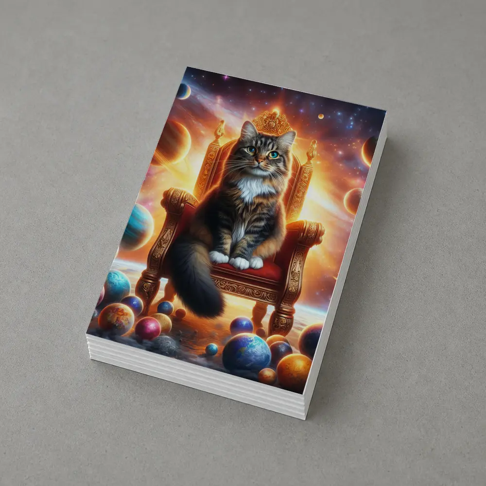 Royal Cat Sitting on Throne in Space – Postcards
