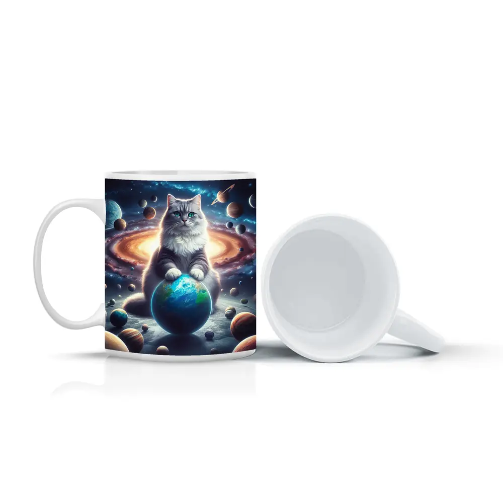 Gray Cat Ruling Space Planets Galaxy – Mugs