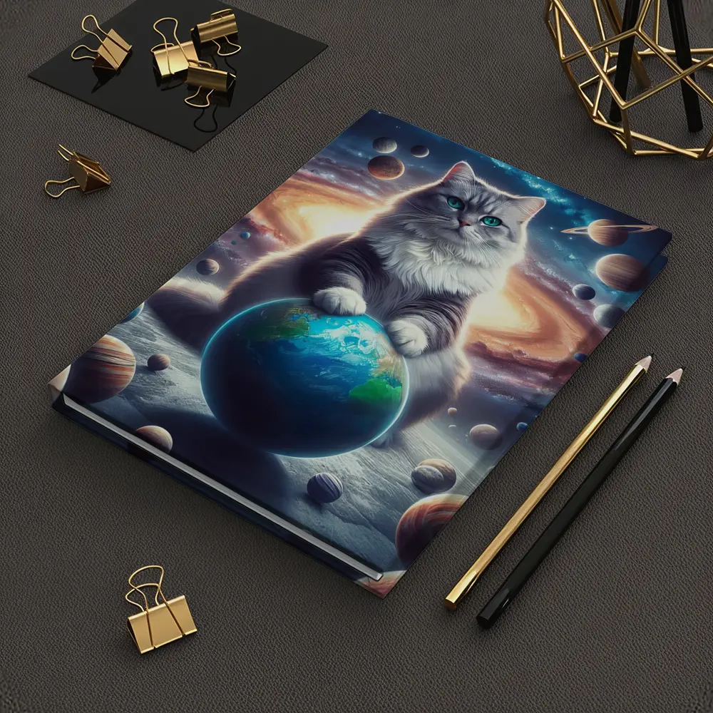 Gray Cat Ruling Space Planets Galaxy – Notebooks