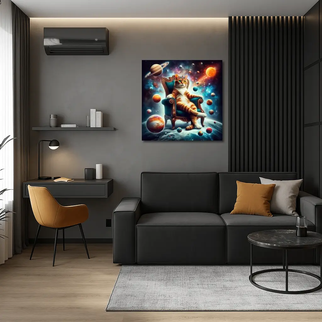 Royal Cat King Throne Space Planets – Wall Art