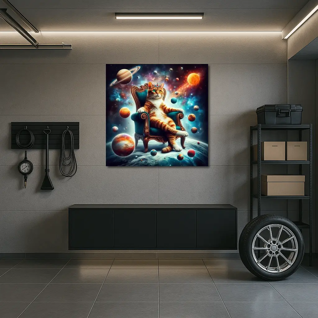 Royal Cat King Throne Space Planets – Wall Art