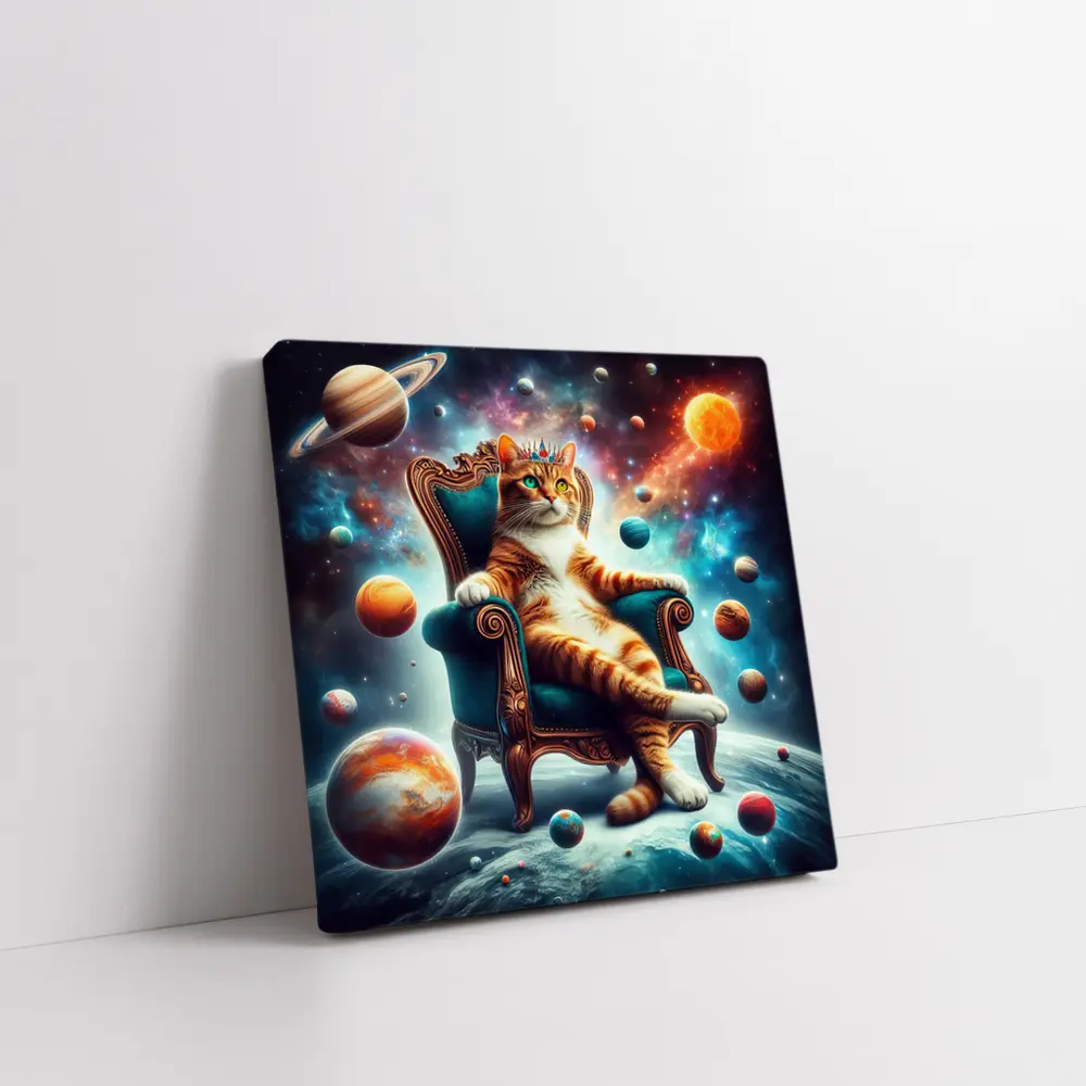 Royal Cat King Throne Space Planets – Wall Art