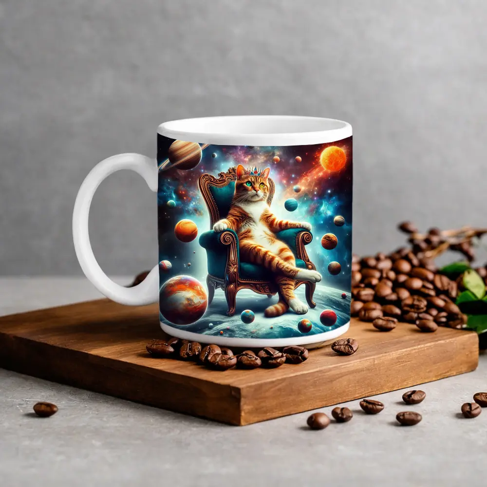 Royal Cat King Throne Space Planets – Mugs