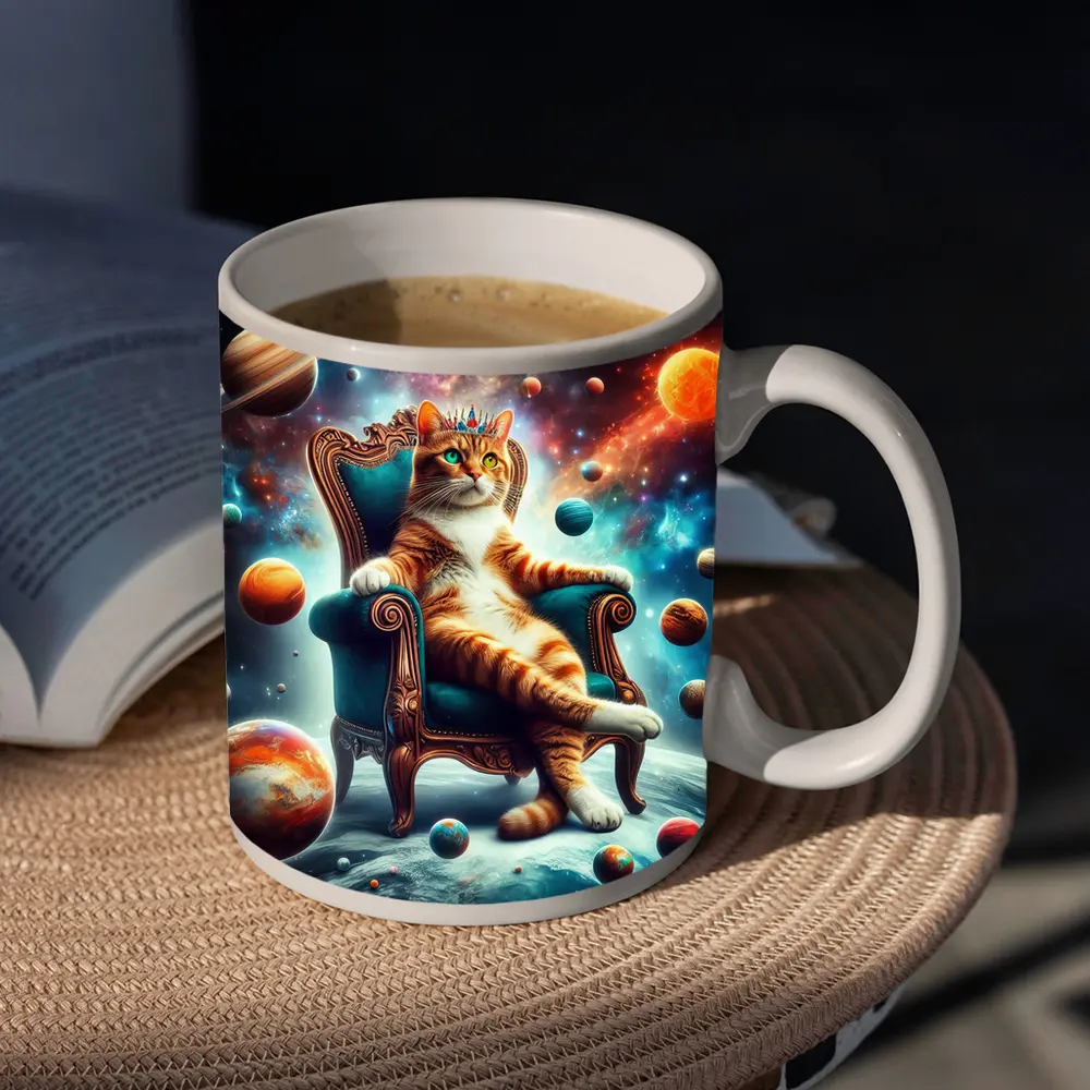 Royal Cat King Throne Space Planets – Mugs