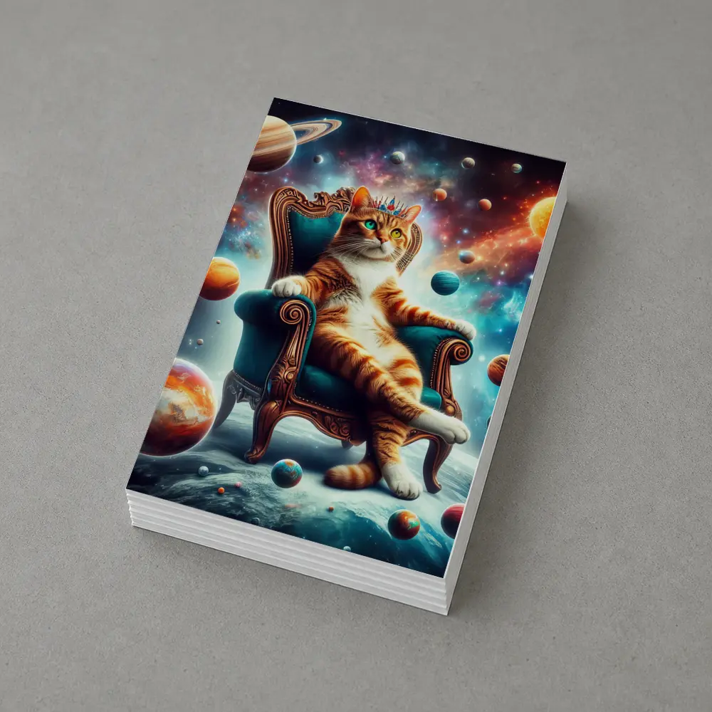 Royal Cat King Throne Space Planets – Postcards
