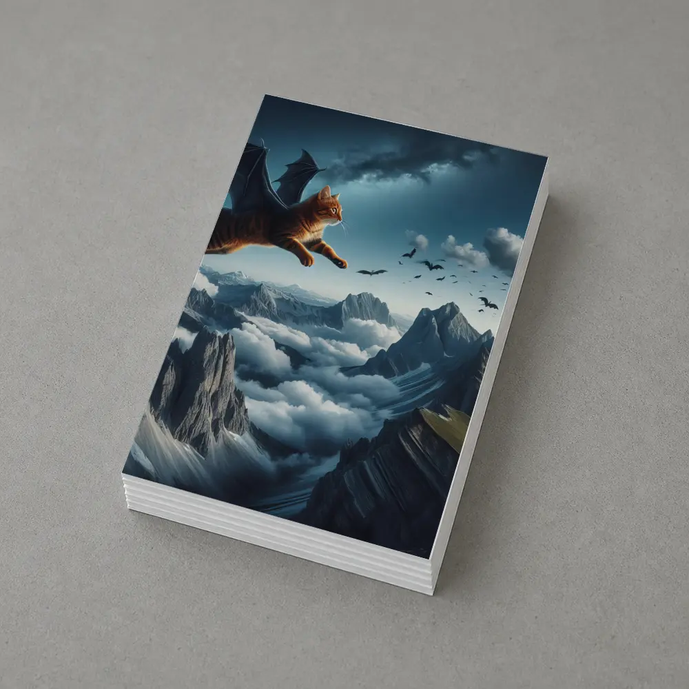 Orange Tabby Cat Bat Wings Mountain Sky – Postcards