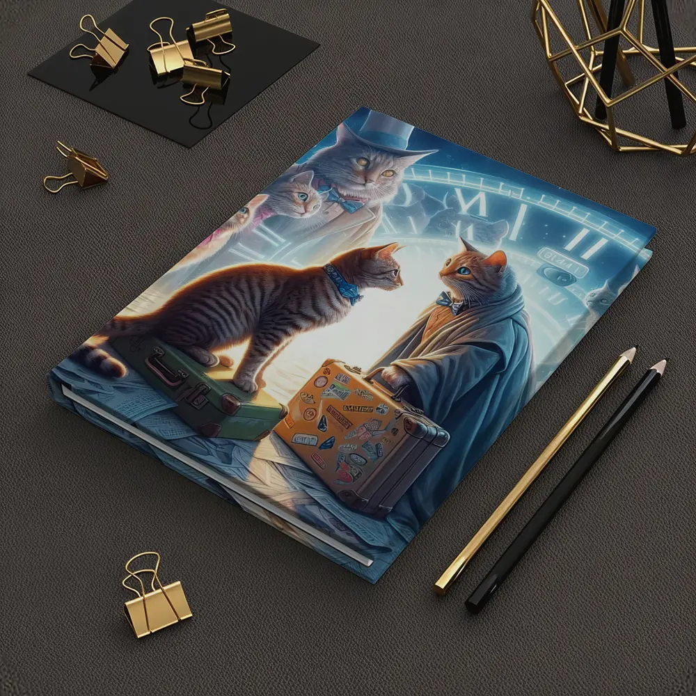 Cats Time Travel Fantasy Surreal Night Scene – Notebooks