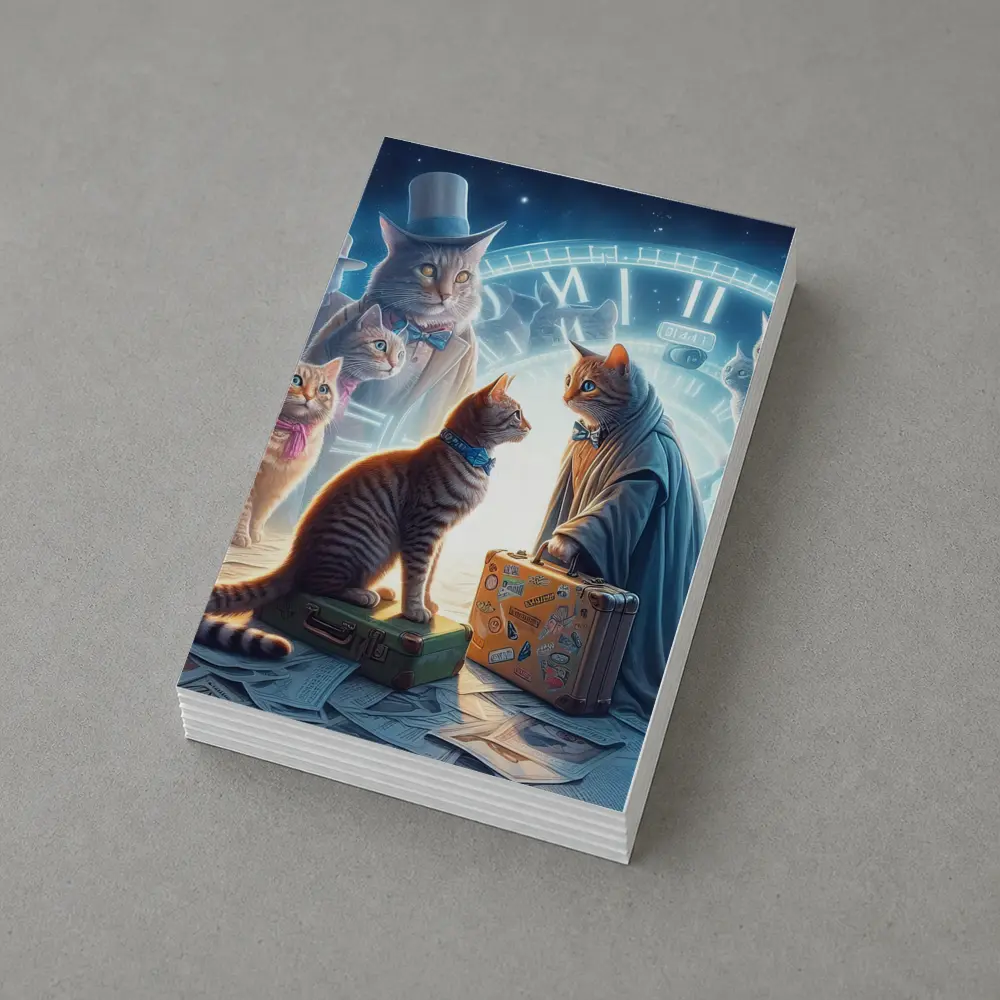 Cats Time Travel Fantasy Surreal Night Scene – Postcards