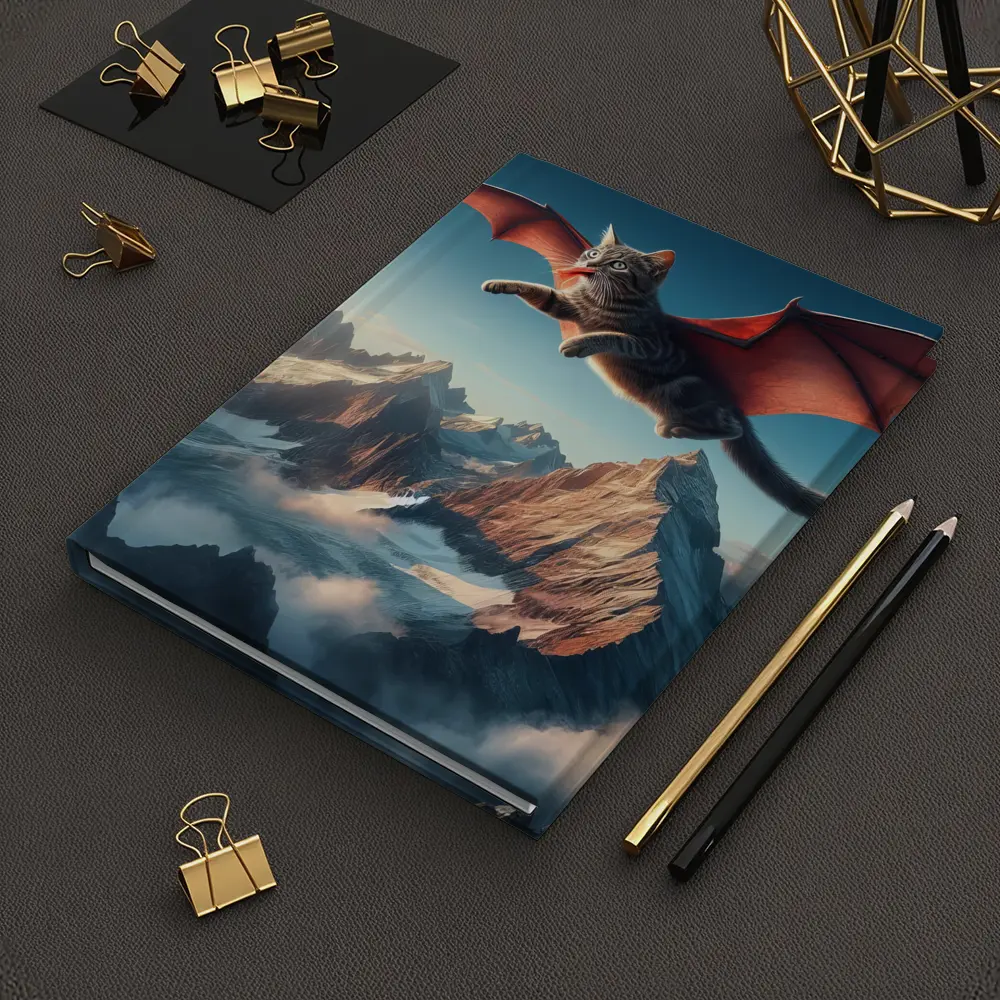 Dragon Wings Cat Flying Over Mountains – Notebooks