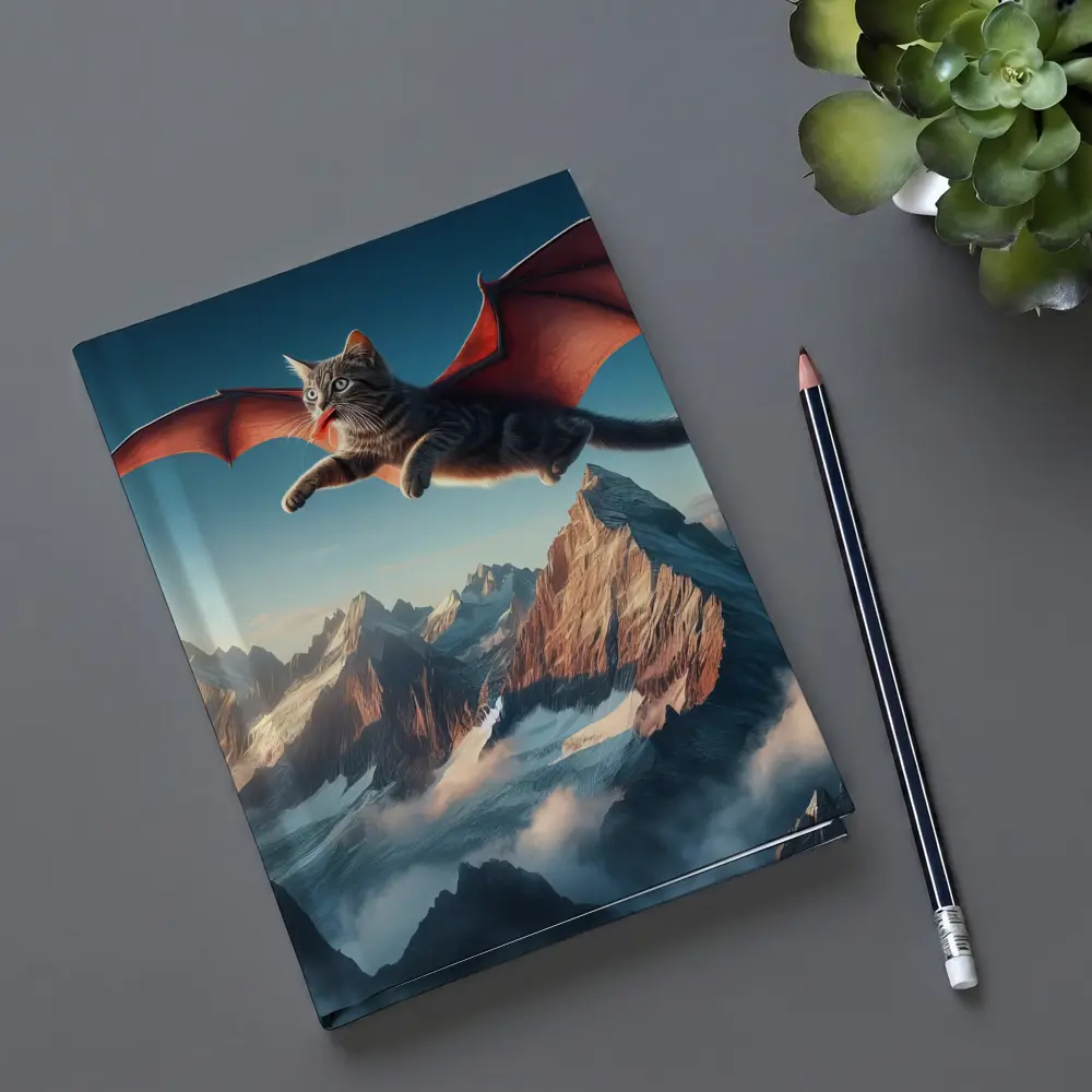 Dragon Wings Cat Flying Over Mountains – Notebooks
