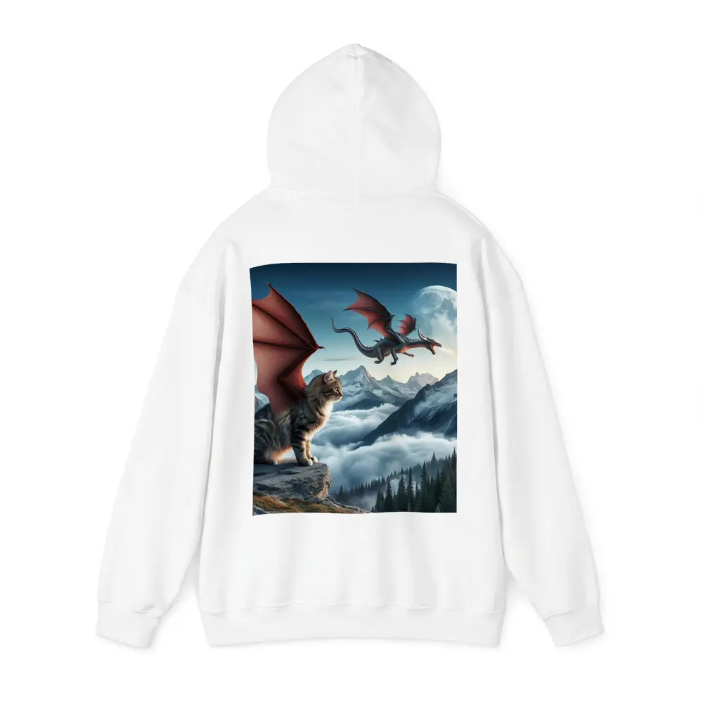 Winged Cat Dragon Mountains Moon Fantasy – Hoodies