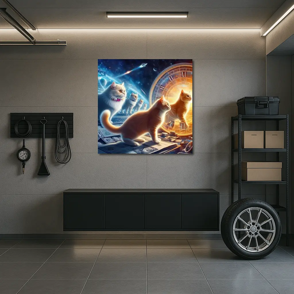 Cats Time Travel Space Money Fantasy Art – Wall Art