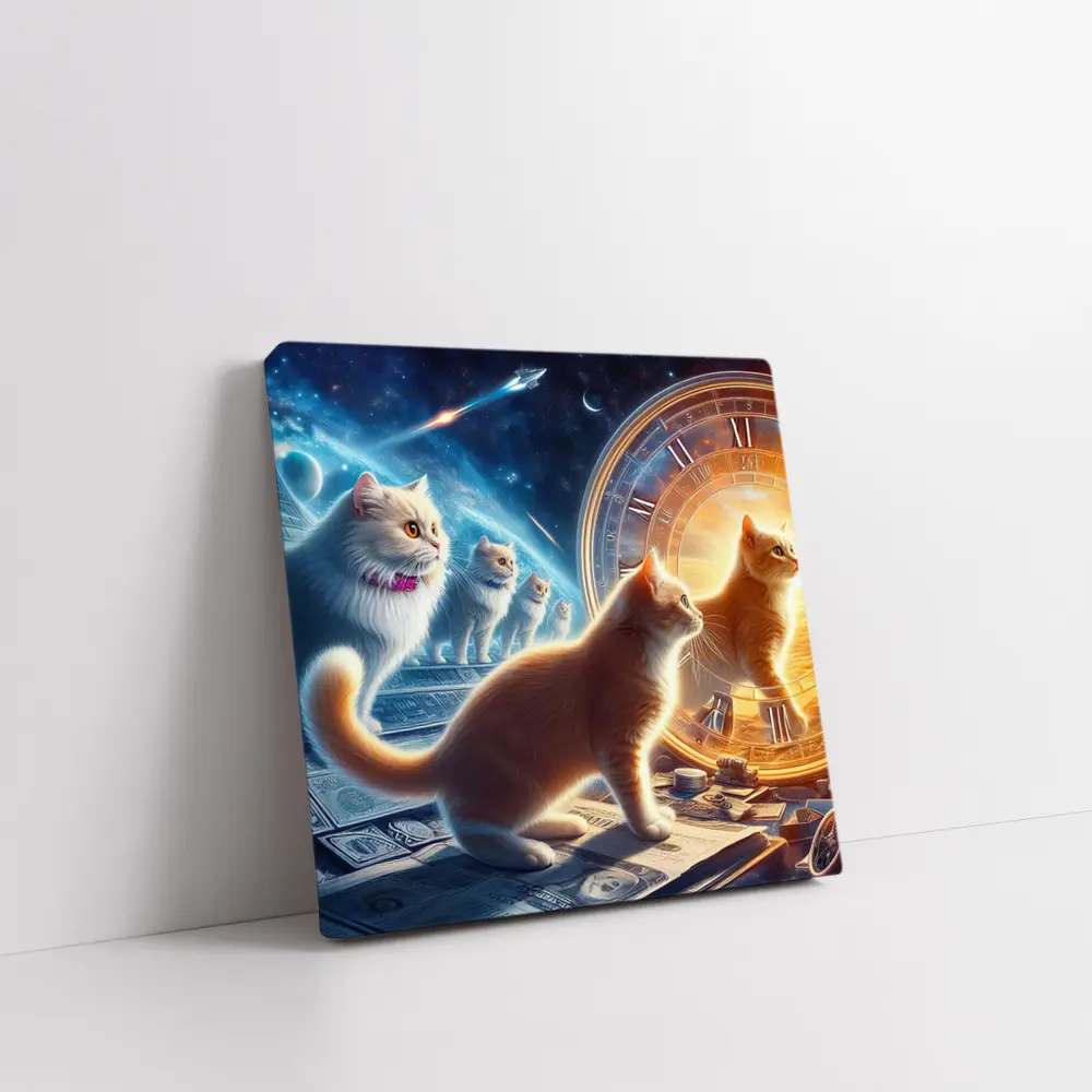 Cats Time Travel Space Money Fantasy Art – Wall Art