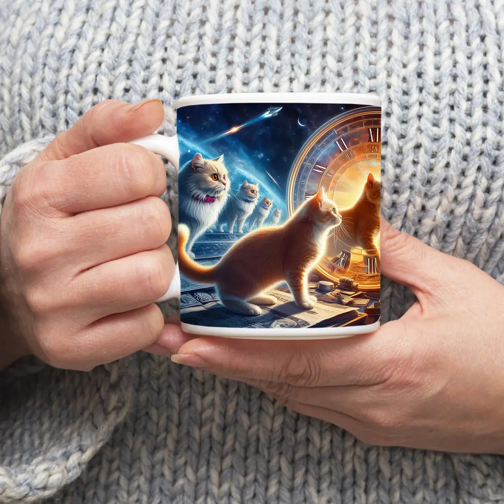 Cats Time Travel Space Money Fantasy Art – Mugs