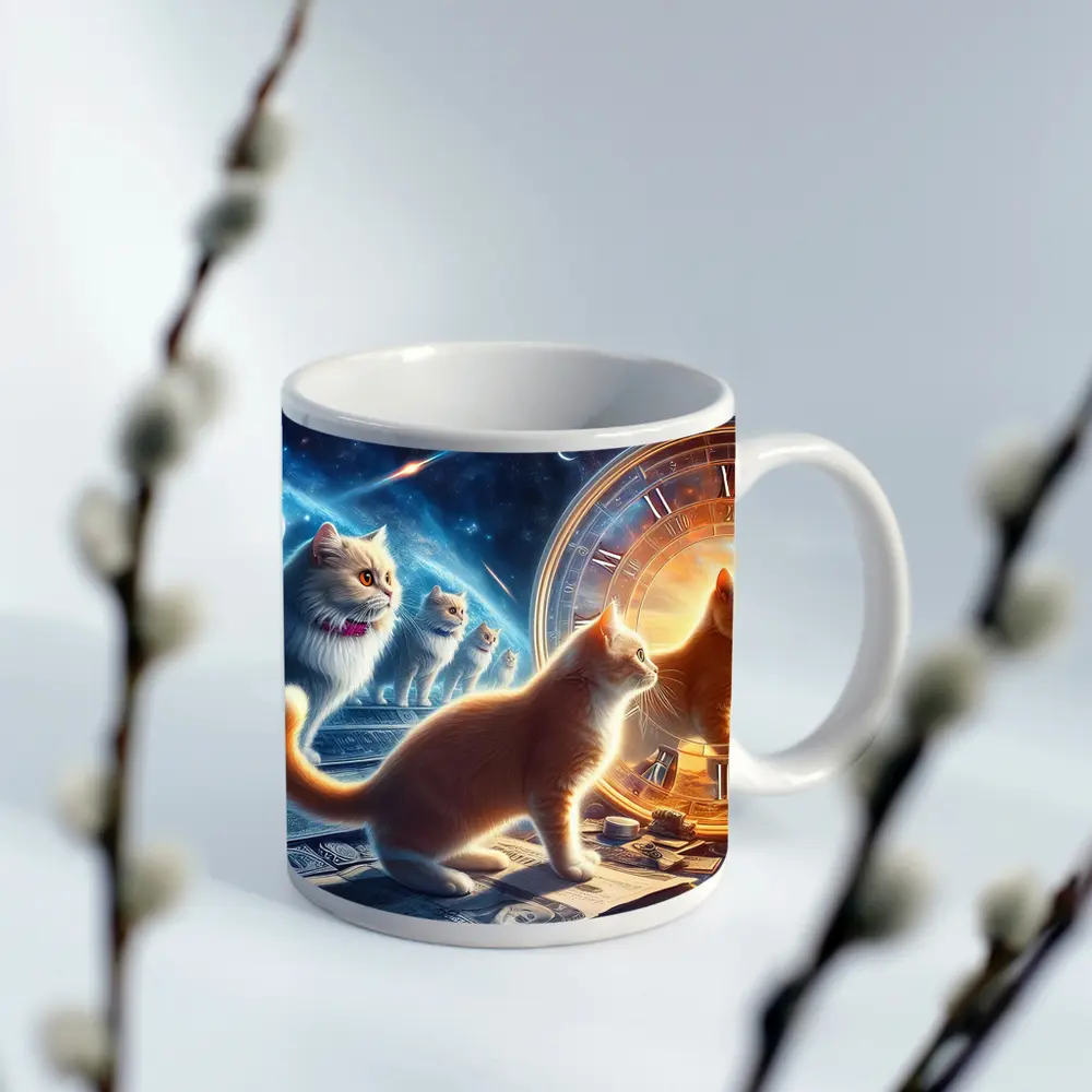 Cats Time Travel Space Money Fantasy Art – Mugs