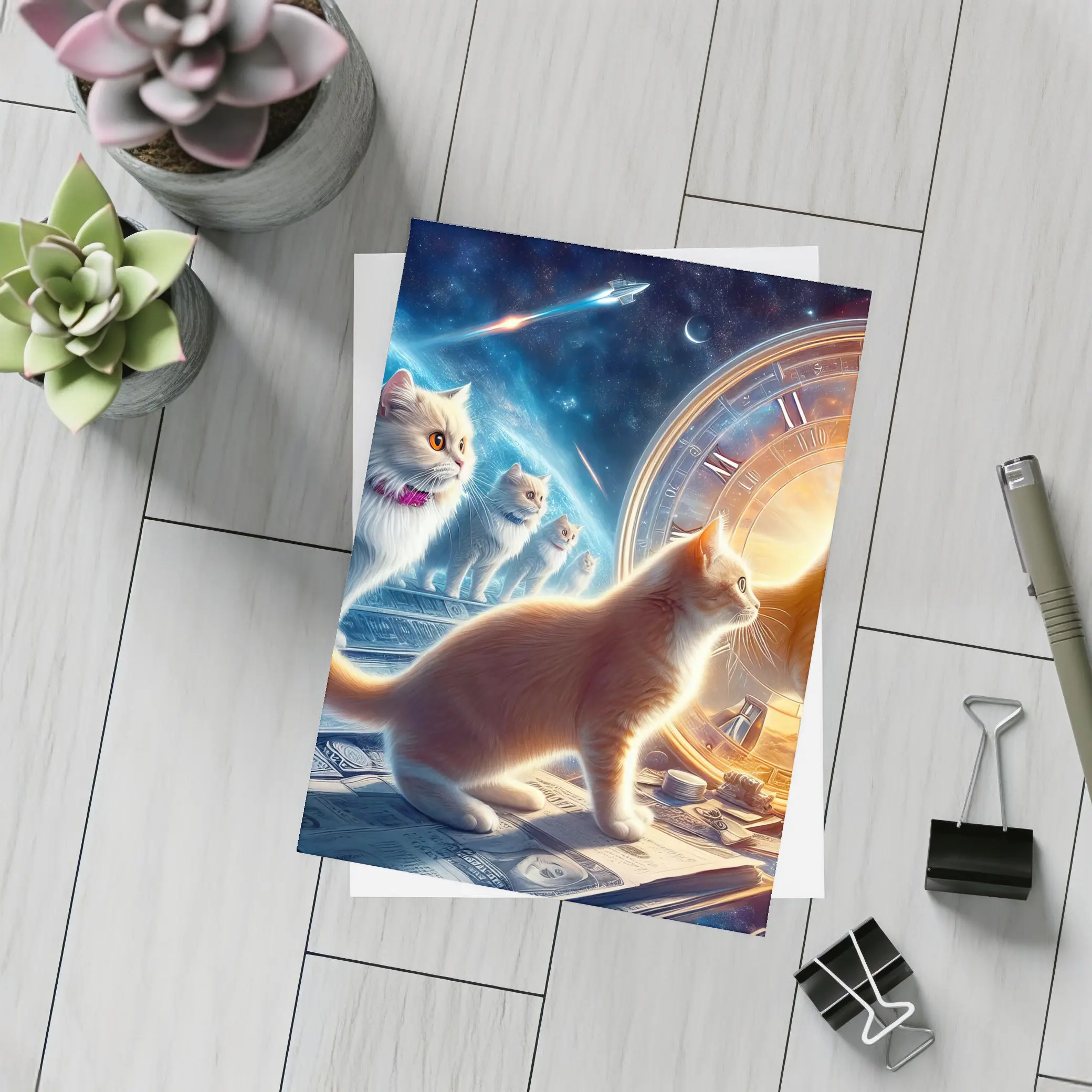 Cats Time Travel Space Money Fantasy Art – Postcards