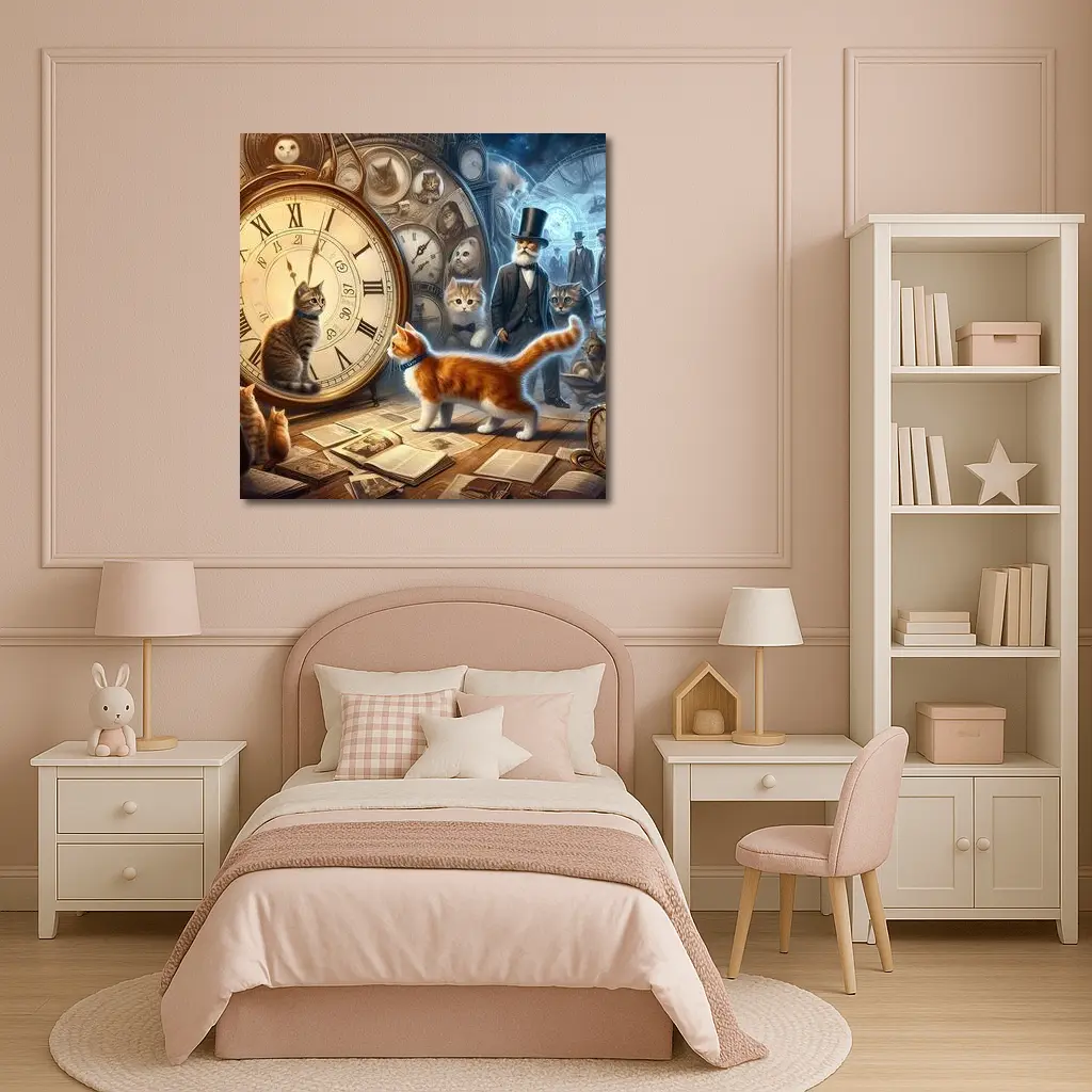 Cats Time Travel Fantasy Steampunk Scene – Wall Art