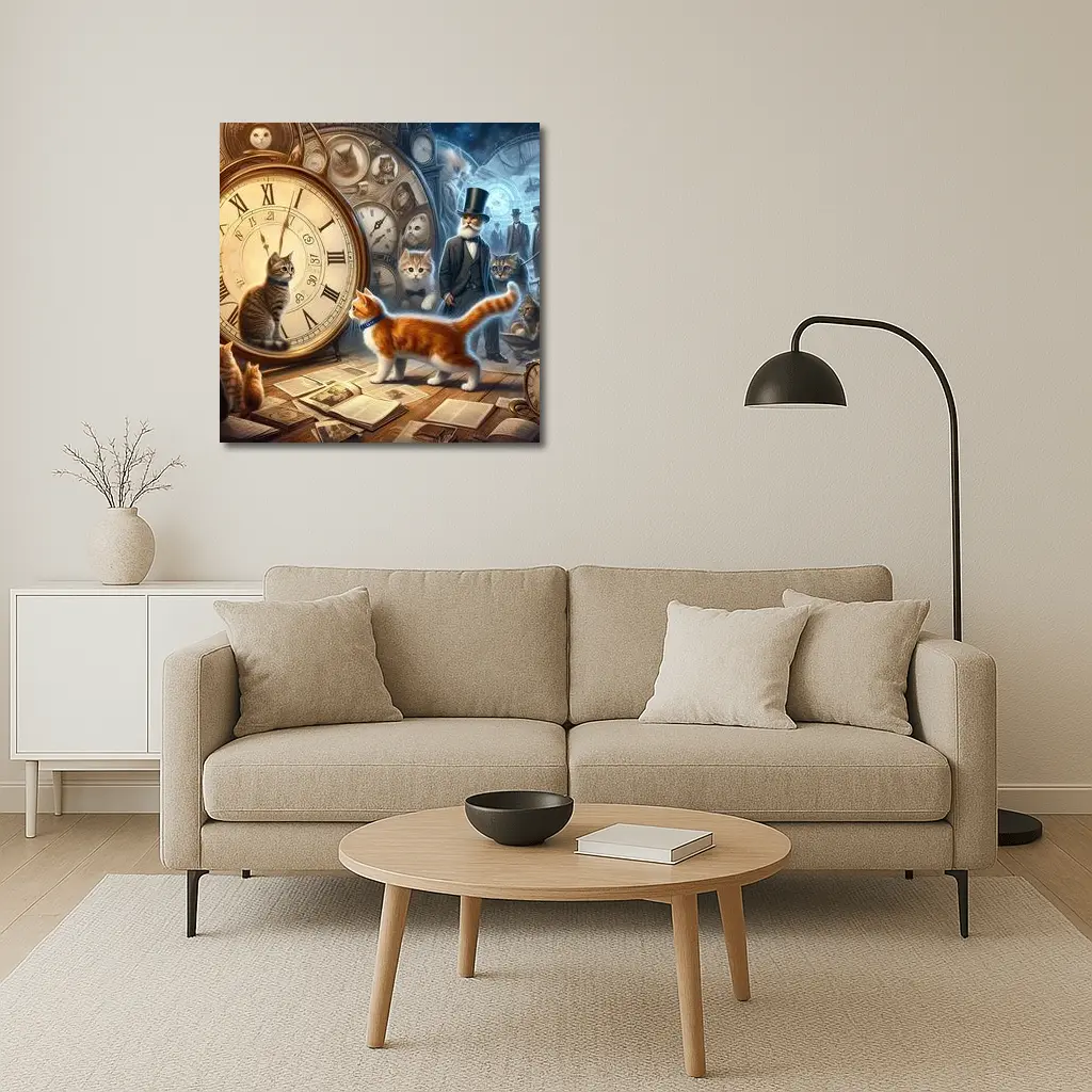 Cats Time Travel Fantasy Steampunk Scene – Wall Art