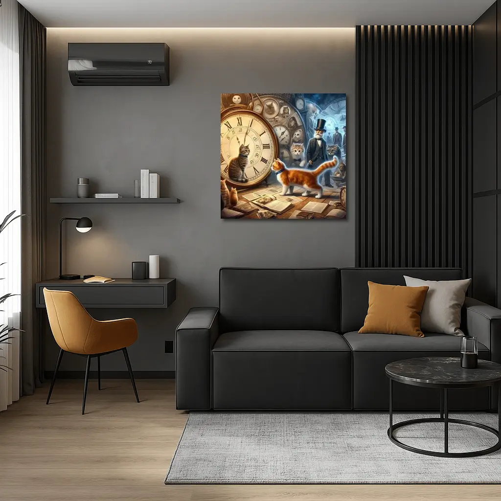Cats Time Travel Fantasy Steampunk Scene – Wall Art