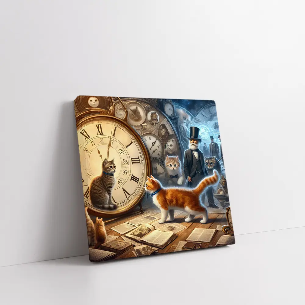 Cats Time Travel Fantasy Steampunk Scene – Wall Art