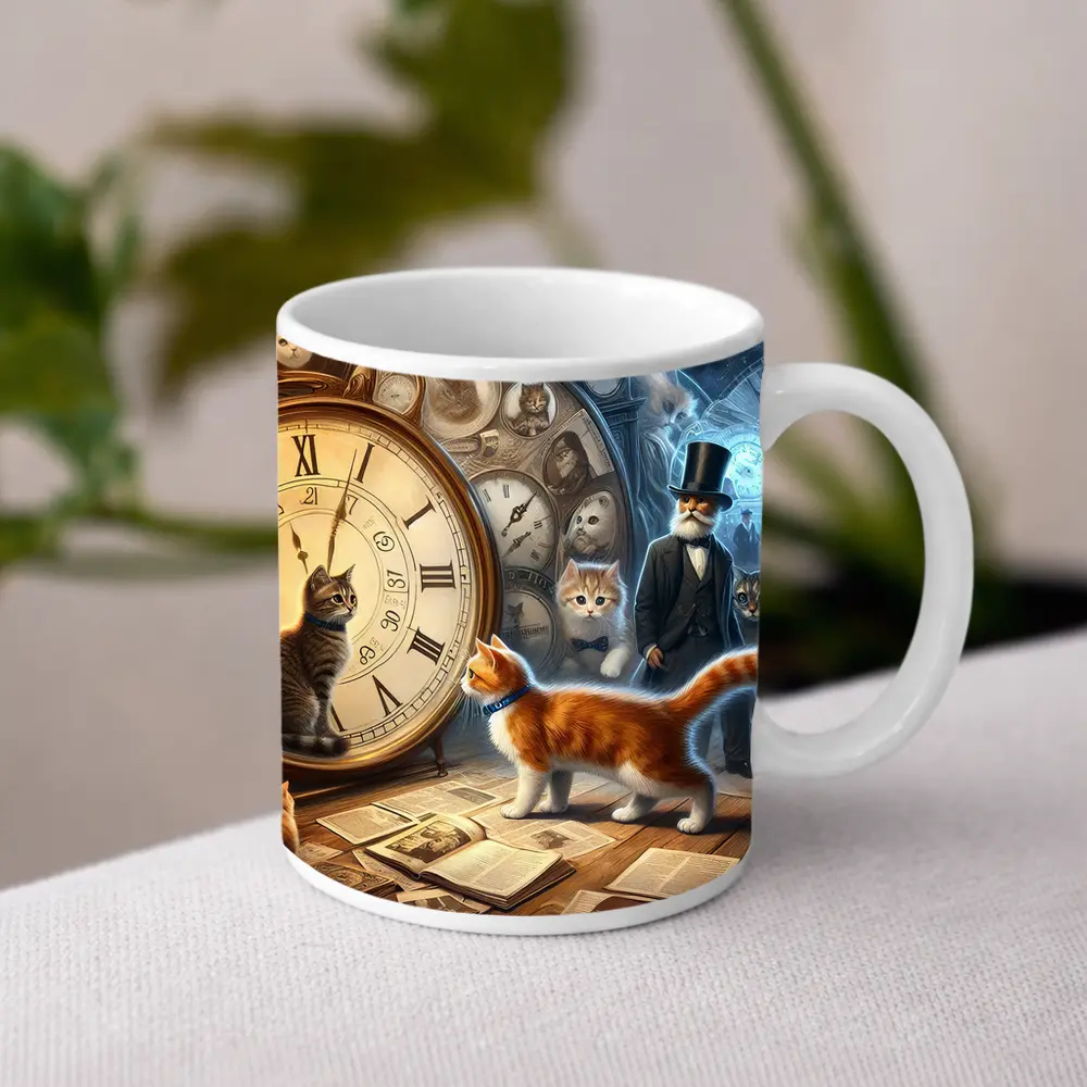 Cats Time Travel Fantasy Steampunk Scene – Mugs