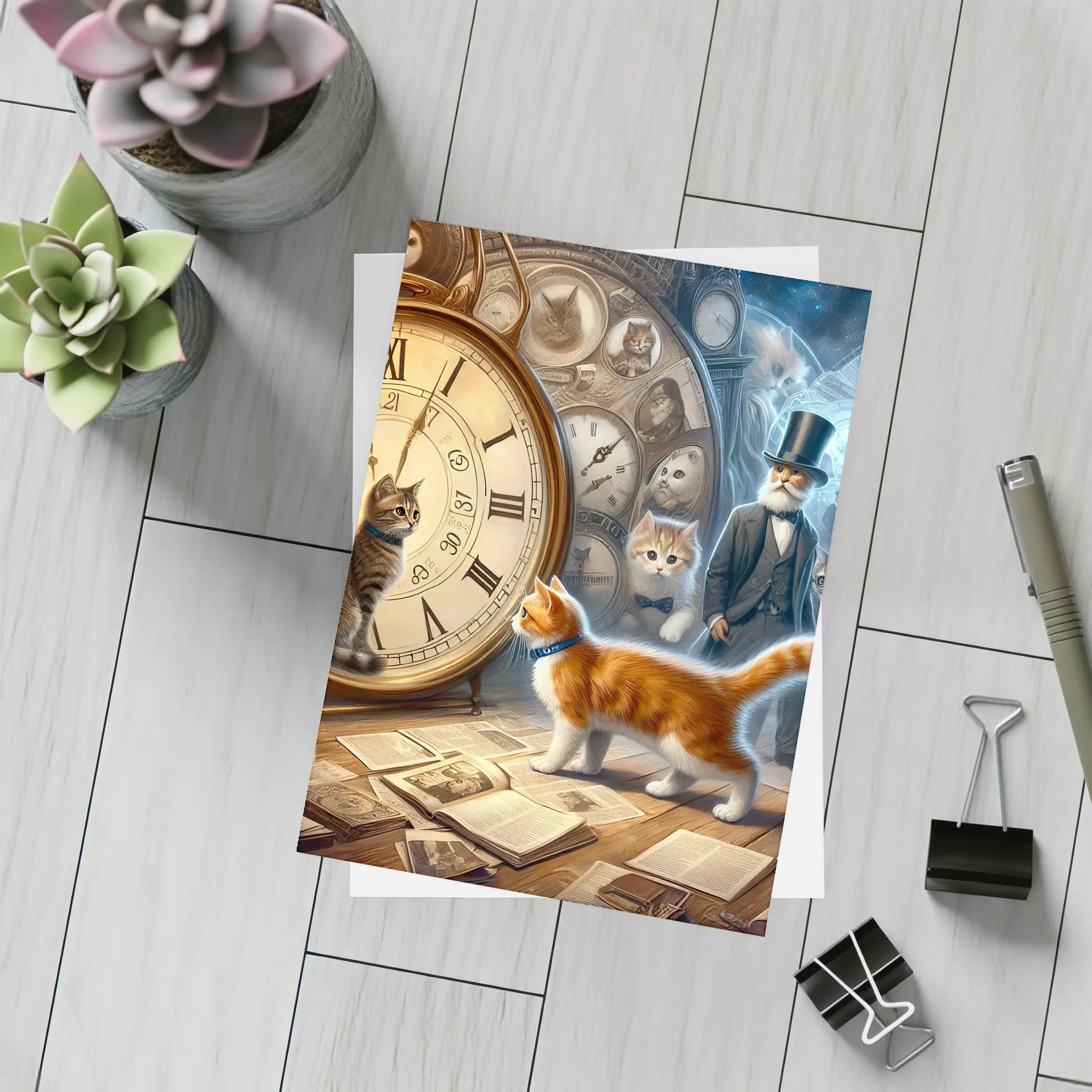 Cats Time Travel Fantasy Steampunk Scene – Postcards