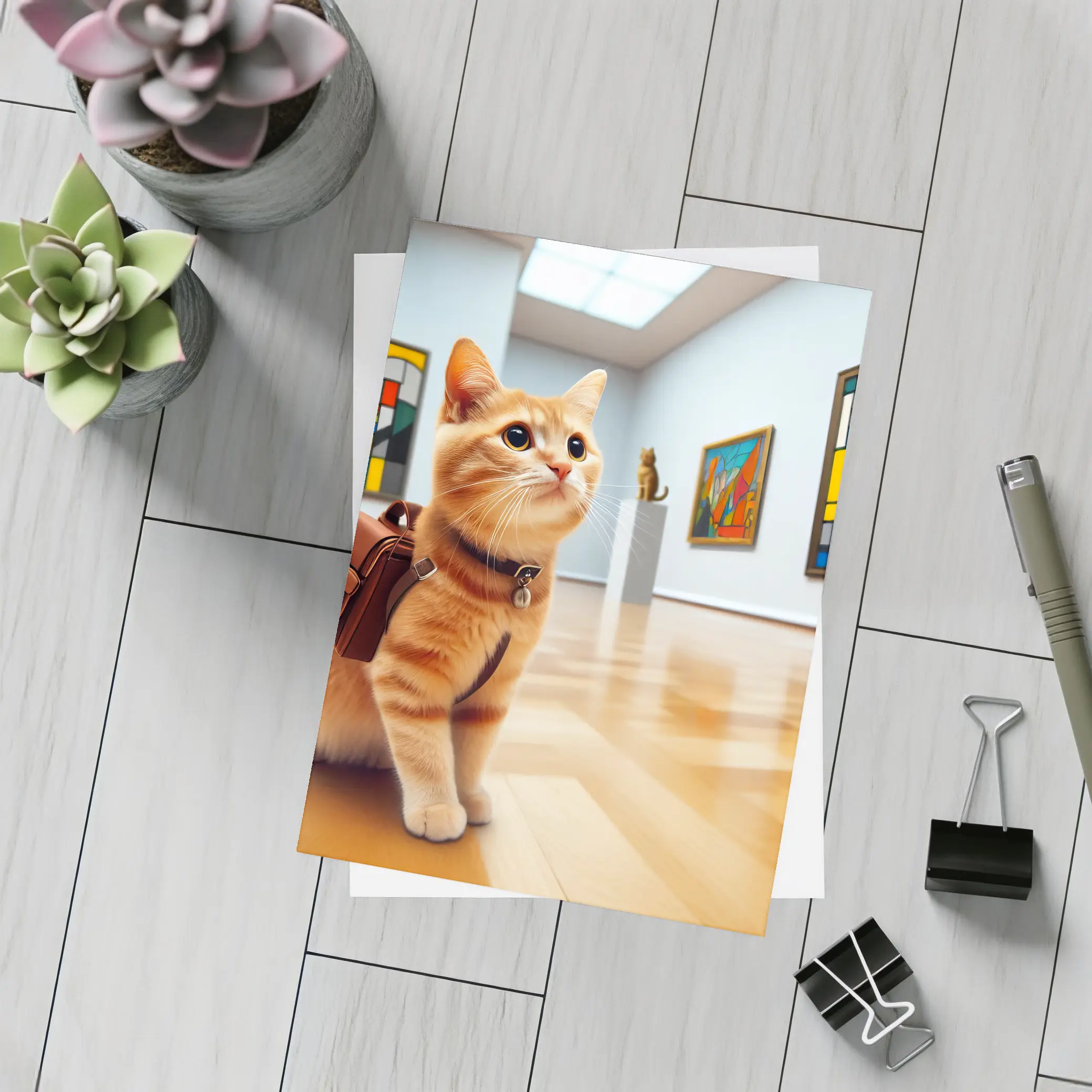 Orange Tabby Cat Art Gallery Museum – Postcards