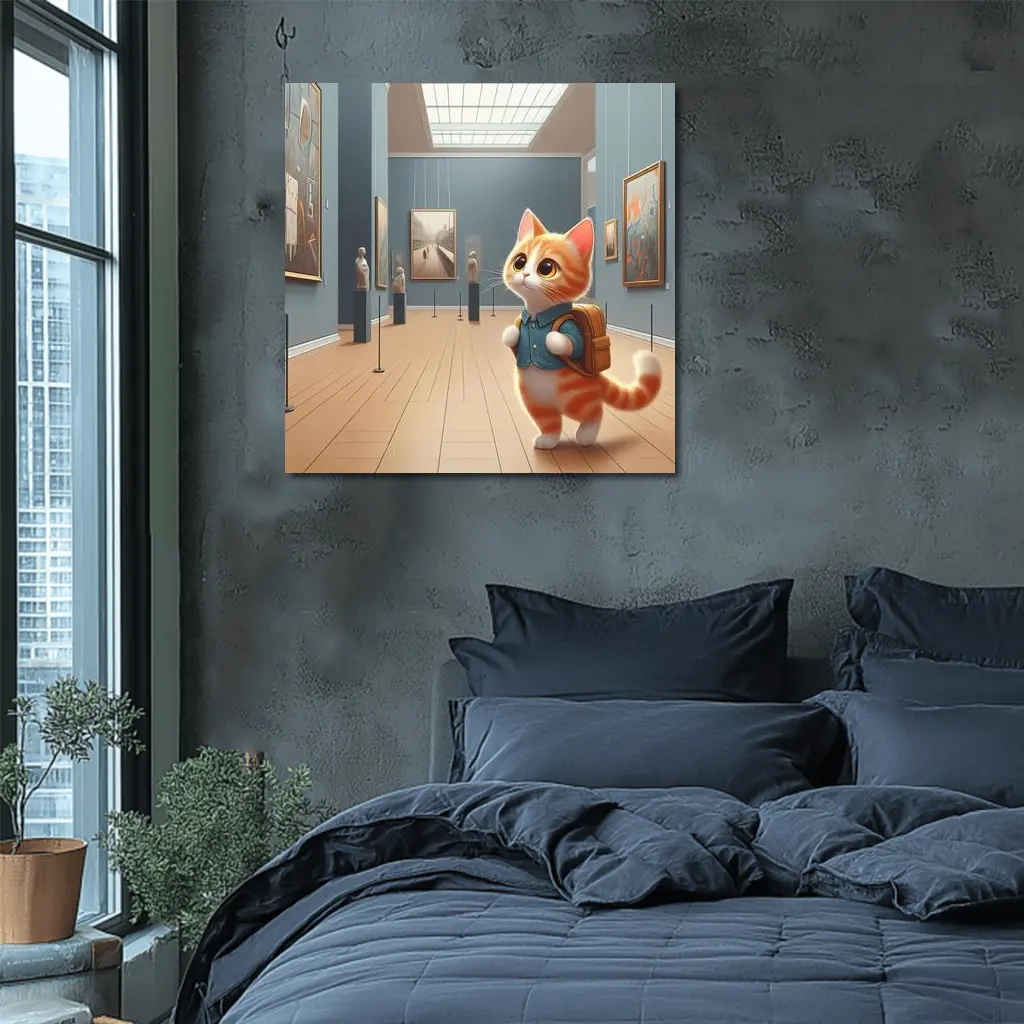 Cute Orange Cat Art Gallery Museum – Wall Art