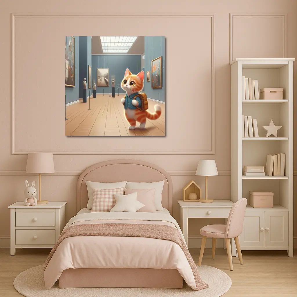 Cute Orange Cat Art Gallery Museum – Wall Art