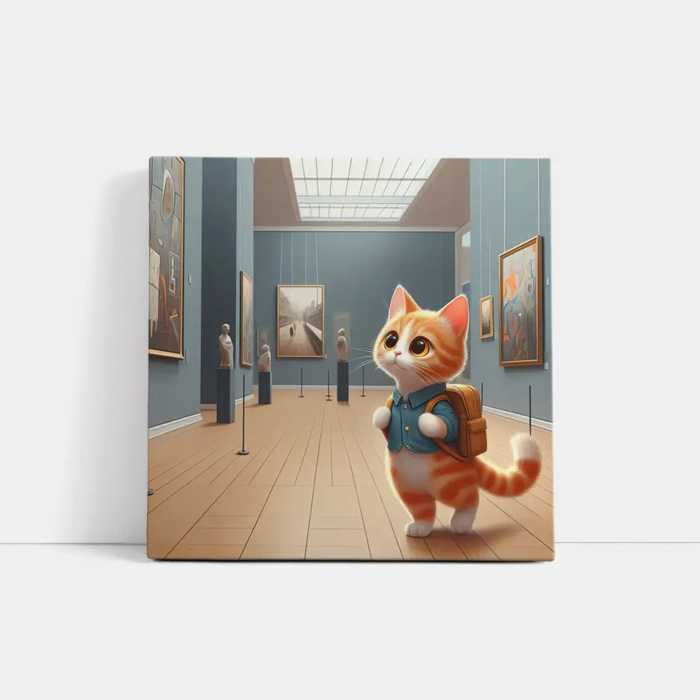 Cute Orange Cat Art Gallery Museum – Wall Art
