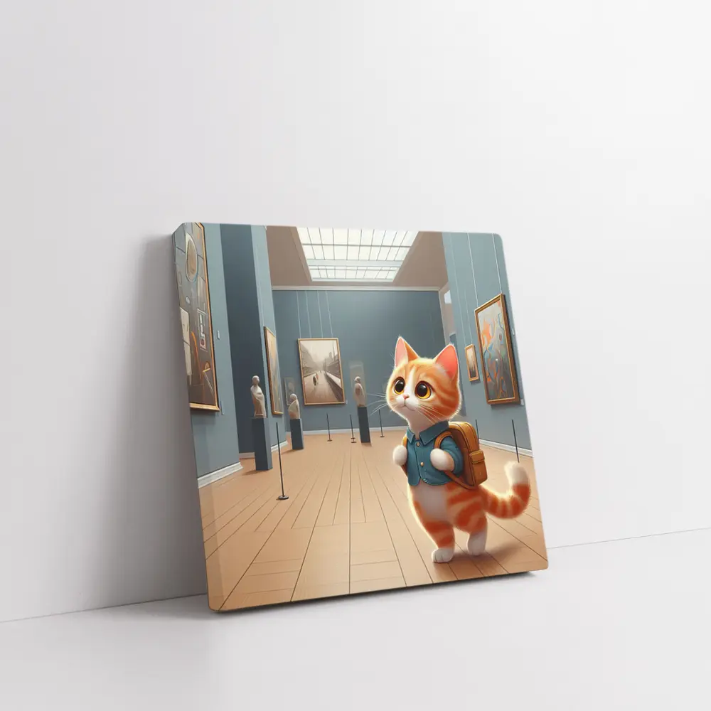 Cute Orange Cat Art Gallery Museum – Wall Art