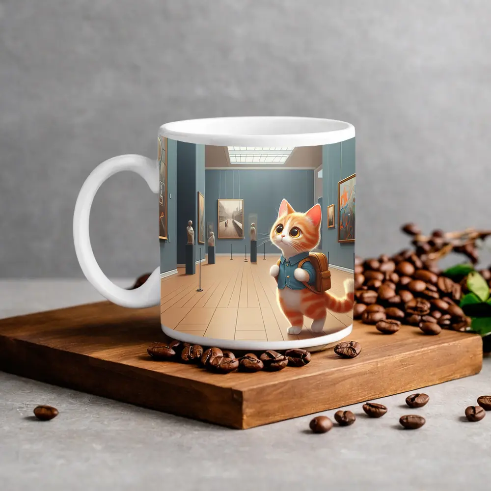 Cute Orange Cat Art Gallery Museum – Mugs