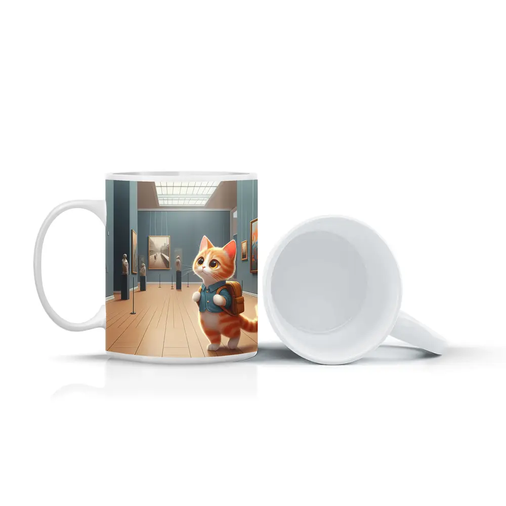Cute Orange Cat Art Gallery Museum – Mugs