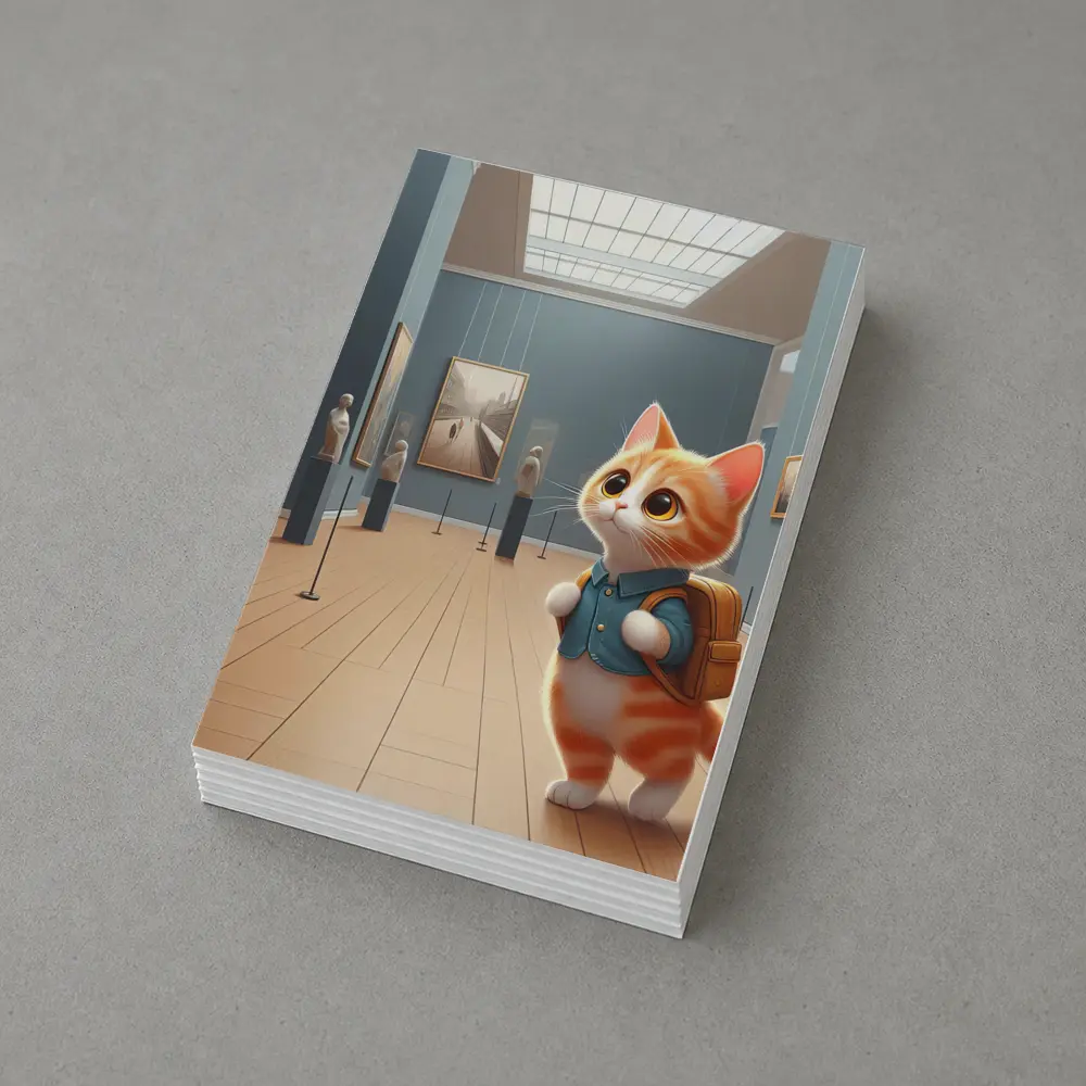 Cute Orange Cat Art Gallery Museum – Postcards