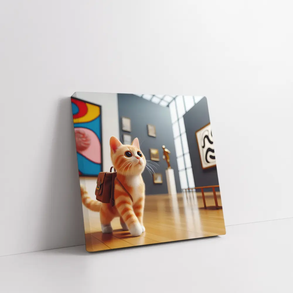 Orange Tabby Cat Exploring Art Museum Gallery – Wall Art
