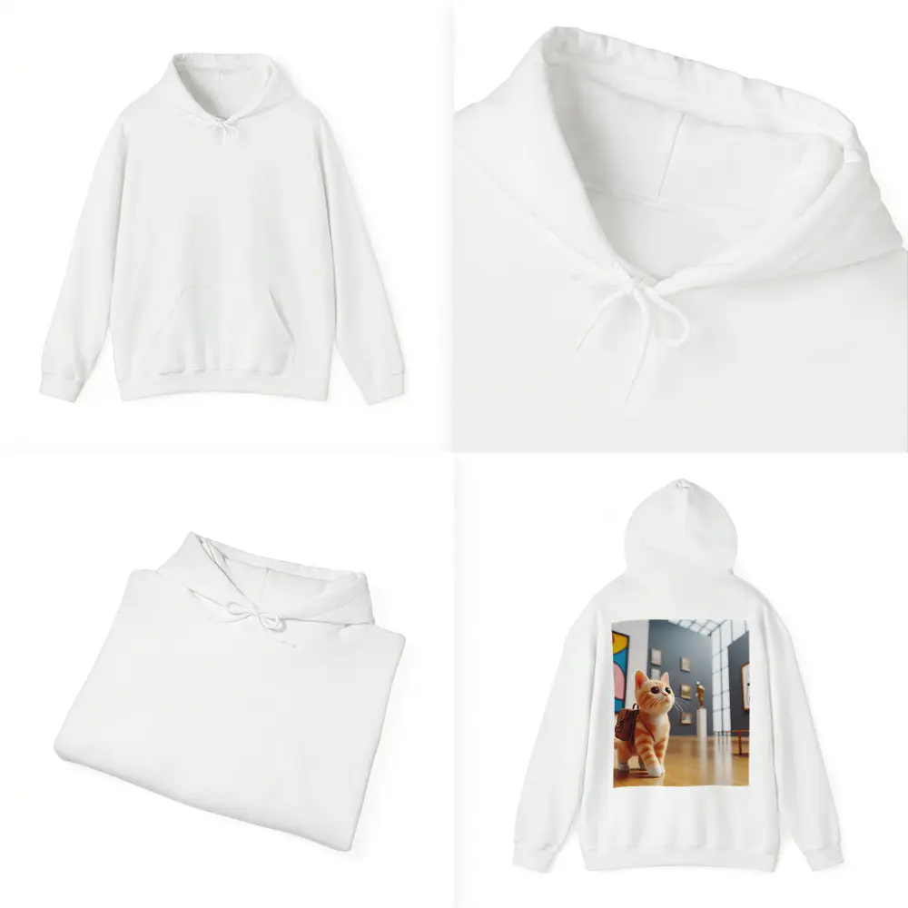 Orange Tabby Cat Exploring Art Museum Gallery – Hoodies