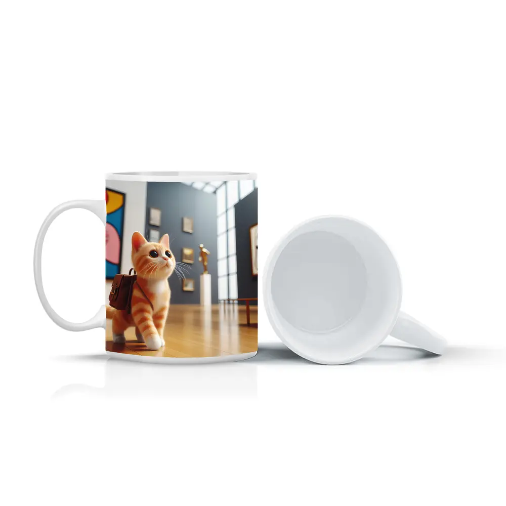 Orange Tabby Cat Exploring Art Museum Gallery – Mugs